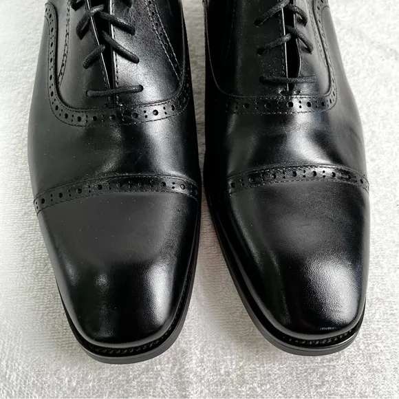 Alipasinm Classic Oxford Mens 10 Black Genuine Leather Lace Up Dress Shoes
