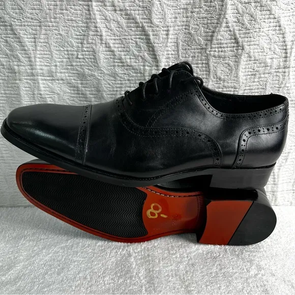 Alipasinm Classic Oxford Mens 10 Black Genuine Leather Lace Up Dress Shoes