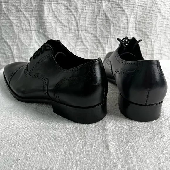 Alipasinm Classic Oxford Mens 10 Black Genuine Leather Lace Up Dress Shoes