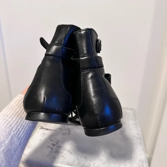 All saints Alomar black leather thong gladiator ankle strap sandals 38/8