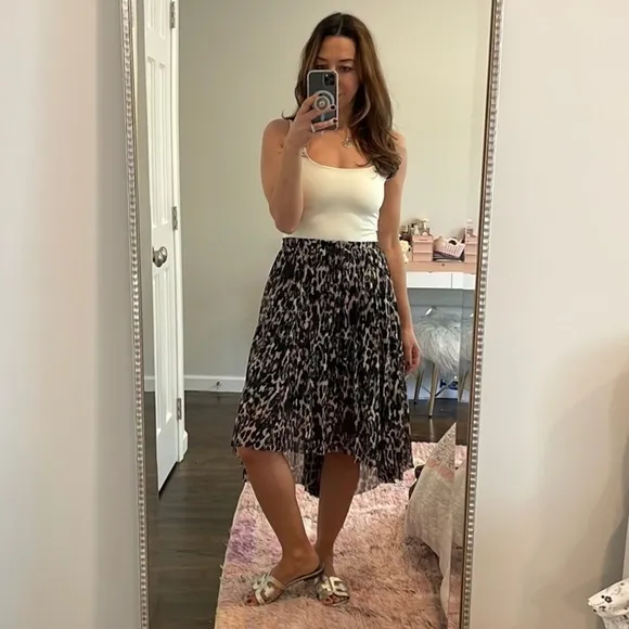All Saints Leah Asymmetrical Leopard Print High Low Skirt