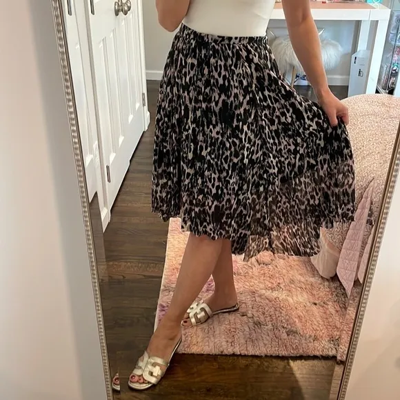 All Saints Leah Asymmetrical Leopard Print High Low Skirt