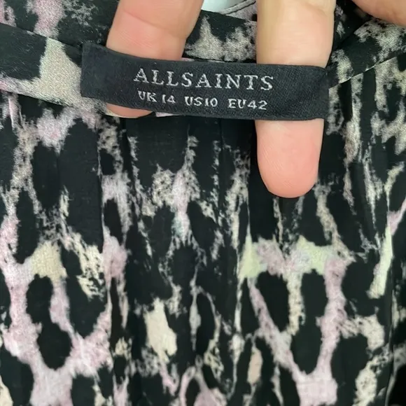 All Saints Leah Asymmetrical Leopard Print High Low Skirt
