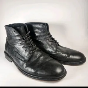 ALL SAINTS Womens Combat Boots 41 / 11 Black Leather Boho Lace Up Distressed