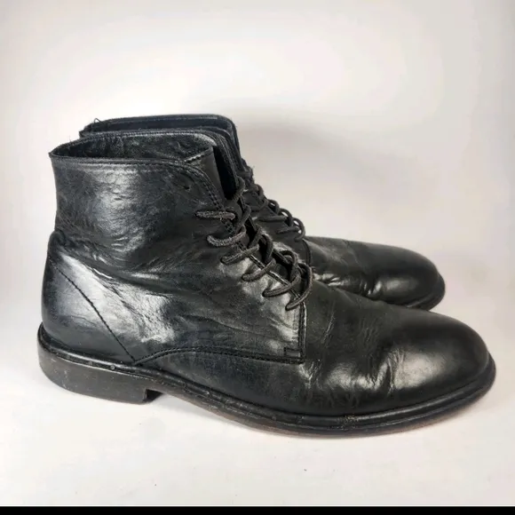 ALL SAINTS Womens Combat Boots 41 / 11 Black Leather Boho Lace Up Distressed