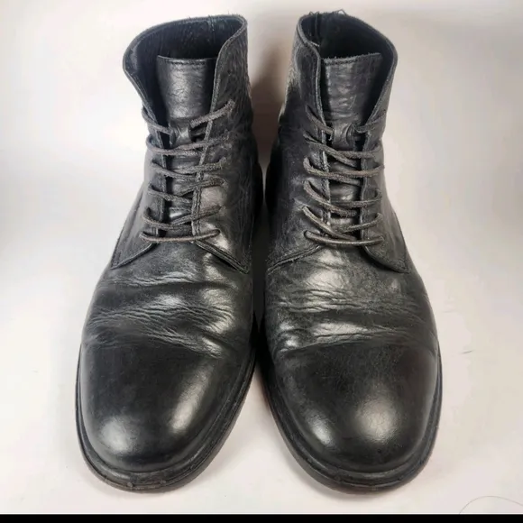 ALL SAINTS Womens Combat Boots 41 / 11 Black Leather Boho Lace Up Distressed