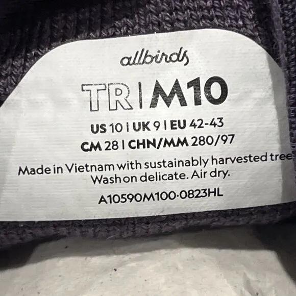 ALLBIRDS Tree Runner Mens 10 Sneakers Shoes Thunder Purple Comfort Casual NWB