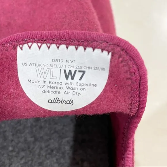 Allbirds Women's Wool Loungers Slip On Shoes Orchard Red 7