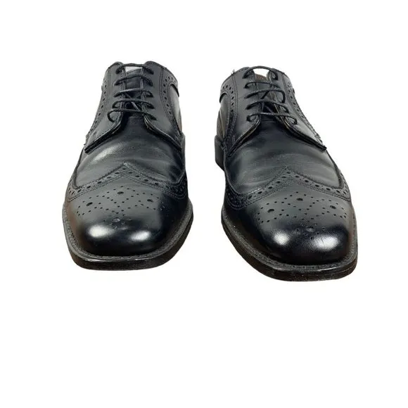 Allen Edmonds Black Leiden Wingtip Oxford Dress Shoes Leather Handcrafted 10.5B