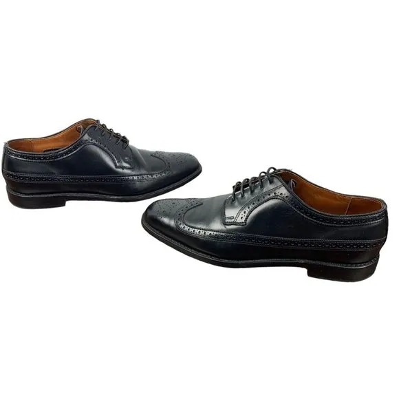 Allen Edmonds Black Leiden Wingtip Oxford Dress Shoes Leather Handcrafted 10.5B