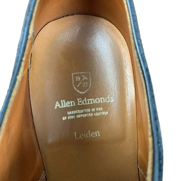 Allen Edmonds Black Leiden Wingtip Oxford Dress Shoes Leather Handcrafted 10.5B