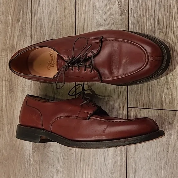 ALLEN EDMONDS Bradley‎ Cherry Brown Leather Sz 10 B Mens Split Toe Dress Shoes
