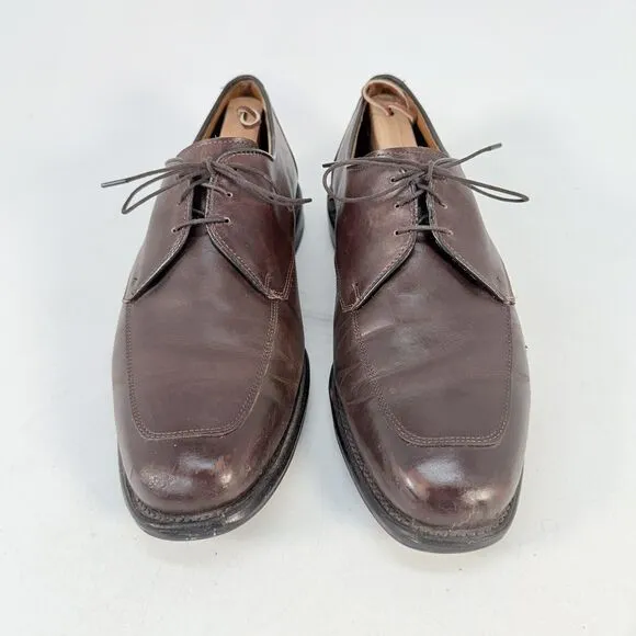 Allen Edmonds Burton Brown Leather Apron Toe Mens Blucher Dress Shoes 10