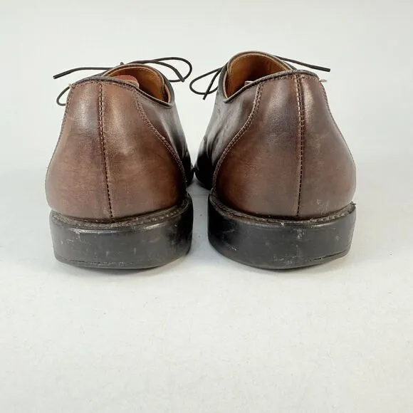 Allen Edmonds Burton Brown Leather Apron Toe Mens Blucher Dress Shoes 10