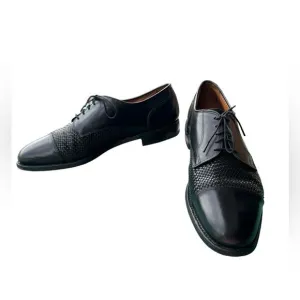Allen Edmonds Lauderdale Woven Cap Dress Derby Leather Shoes Black Size 11 B