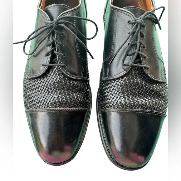 Allen Edmonds Lauderdale Woven Cap Dress Derby Leather Shoes Black Size 11 B