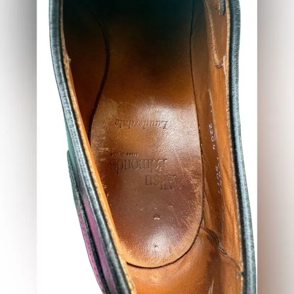 Allen Edmonds Lauderdale Woven Cap Dress Derby Leather Shoes Black Size 11 B
