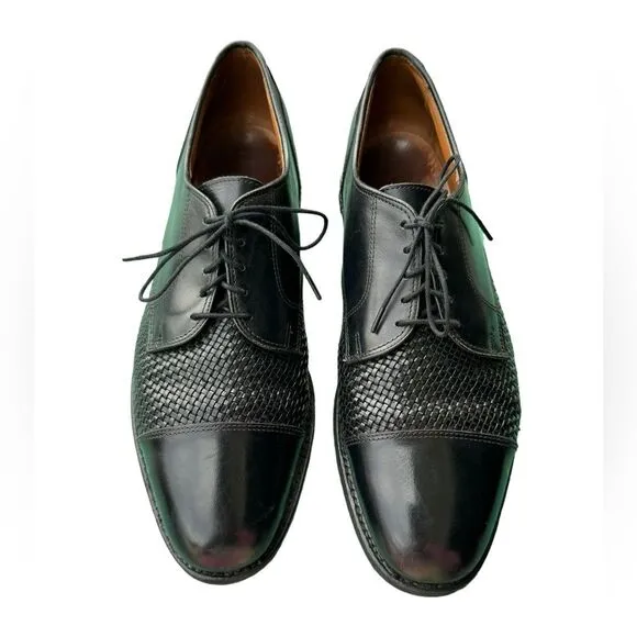 Allen Edmonds Lauderdale Woven Cap Dress Derby Leather Shoes Black Size 11 B