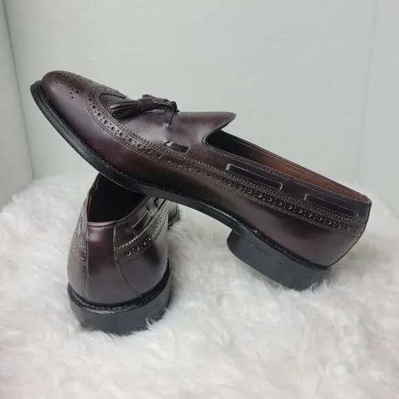 Allen Edmonds Manchester Mens Tassel Loafer 9.5 D Burdundy Calfskin Dress Shoes