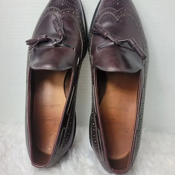 Allen Edmonds Manchester Mens Tassel Loafer 9.5 D Burdundy Calfskin Dress Shoes