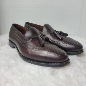 Allen Edmonds Manchester Mens Tassel Loafer 9.5 D Burdundy Calfskin Dress Shoes