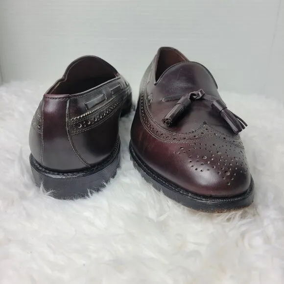Allen Edmonds Manchester Mens Tassel Loafer 9.5 D Burdundy Calfskin Dress Shoes