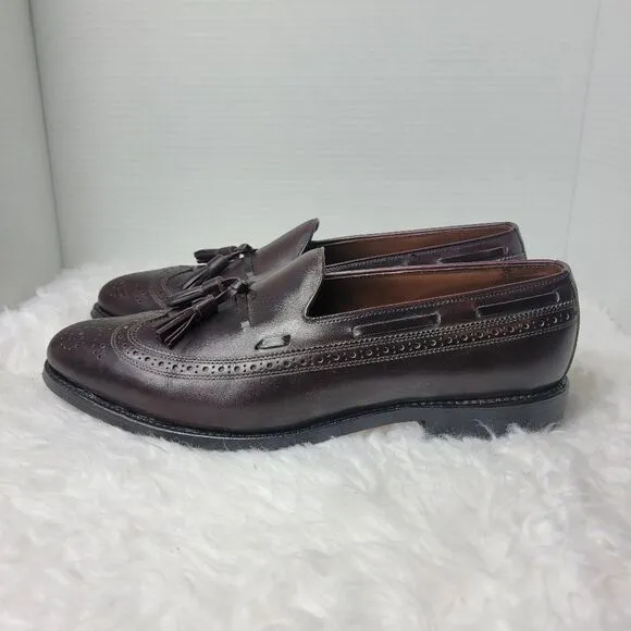 Allen Edmonds Manchester Mens Tassel Loafer 9.5 D Burdundy Calfskin Dress Shoes