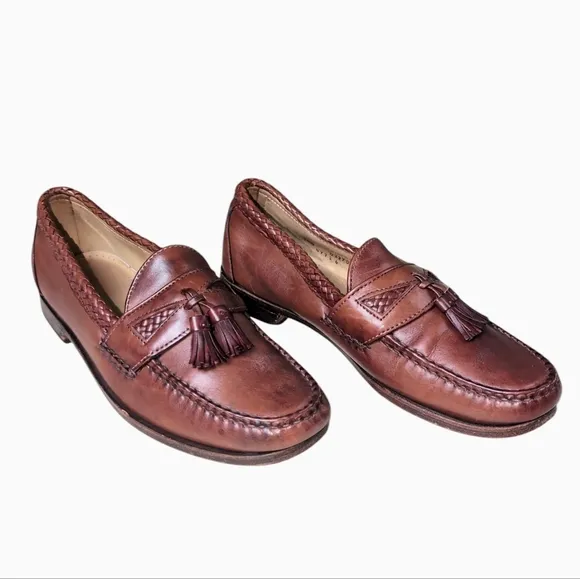 Allen Edmonds Maxfield Brown Leather Slip On Tassel Dress Shoes Men's Size 9.5 D