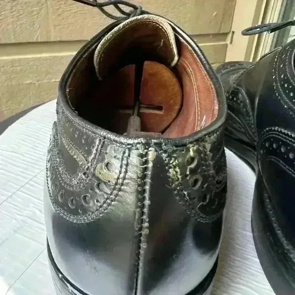 Allen Edmonds McAllister Black Brogue Wingtip Oxford Dress Shoes Sz 9 1/2