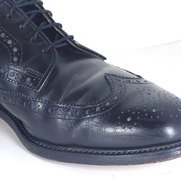 Allen Edmonds Men’s Ashland US 9,5D Black Leather Wingtip Derby Dress Shoes