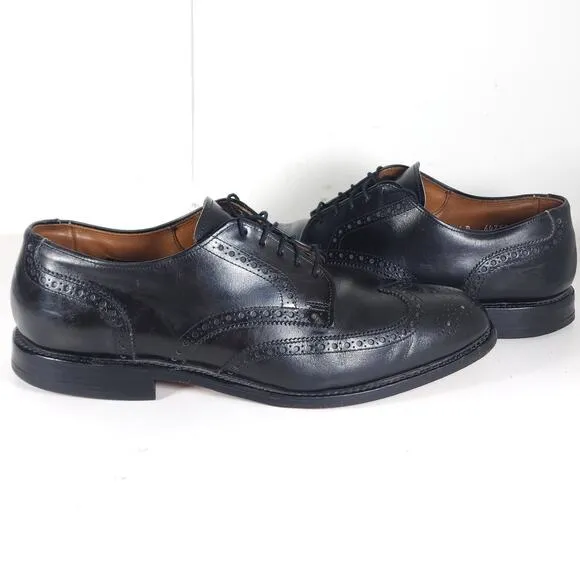 Allen Edmonds Men’s Ashland US 9,5D Black Leather Wingtip Derby Dress Shoes