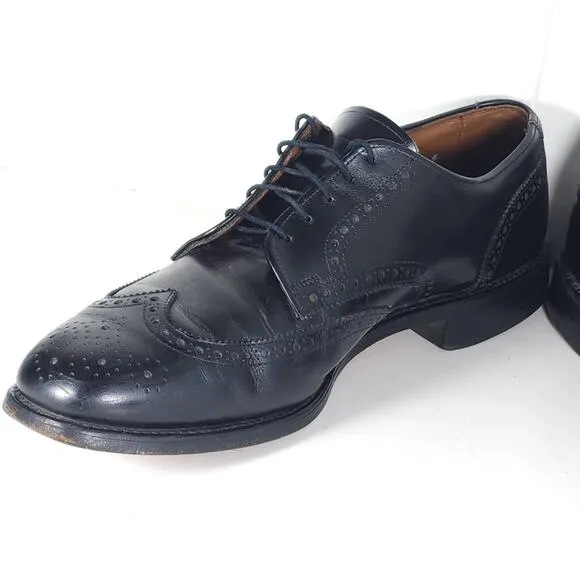 Allen Edmonds Men’s Ashland US 9,5D Black Leather Wingtip Derby Dress Shoes
