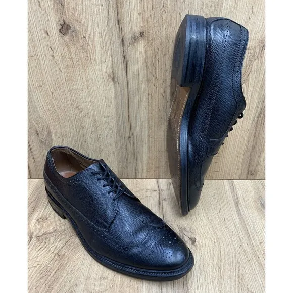 Allen Edmonds Mens MacNeil Wingtip Derby Dress Shoes Black Leather Brogues 11 B