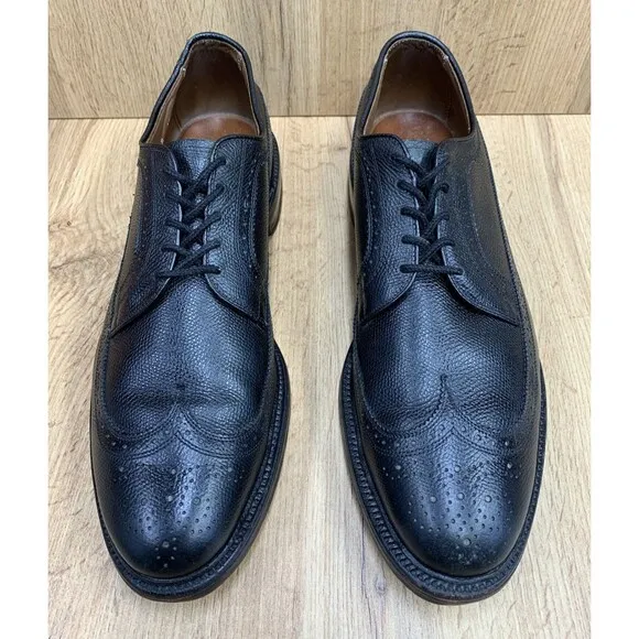 Allen Edmonds Mens MacNeil Wingtip Derby Dress Shoes Black Leather Brogues 11 B