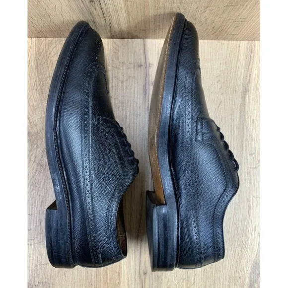 Allen Edmonds Mens MacNeil Wingtip Derby Dress Shoes Black Leather Brogues 11 B