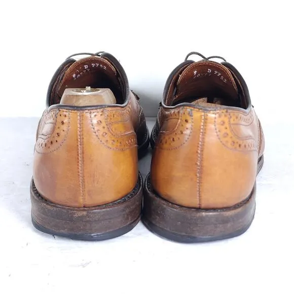 Allen Edmonds Men’s Player's Shoe US 9D Brown Leather Wingtip Derby Dress Shoes