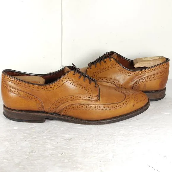 Allen Edmonds Men’s Player's Shoe US 9D Brown Leather Wingtip Derby Dress Shoes