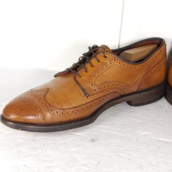 Allen Edmonds Men’s Player's Shoe US 9D Brown Leather Wingtip Derby Dress Shoes
