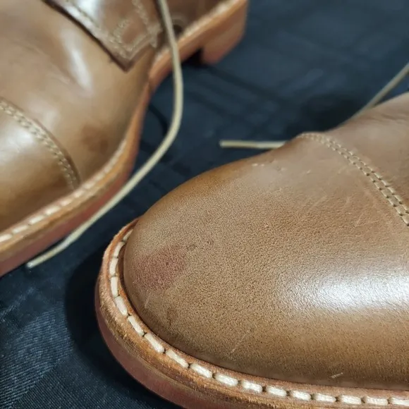 Allen Edmonds Oak Street Oxford Cap Toe Dainite Sole Natural Brown Mens 7.5E