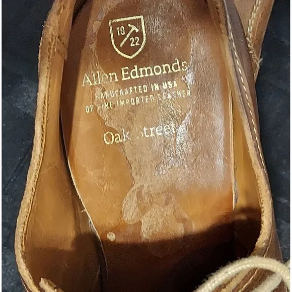 Allen Edmonds Oak Street Oxford Cap Toe Dainite Sole Natural Brown Mens 7.5E