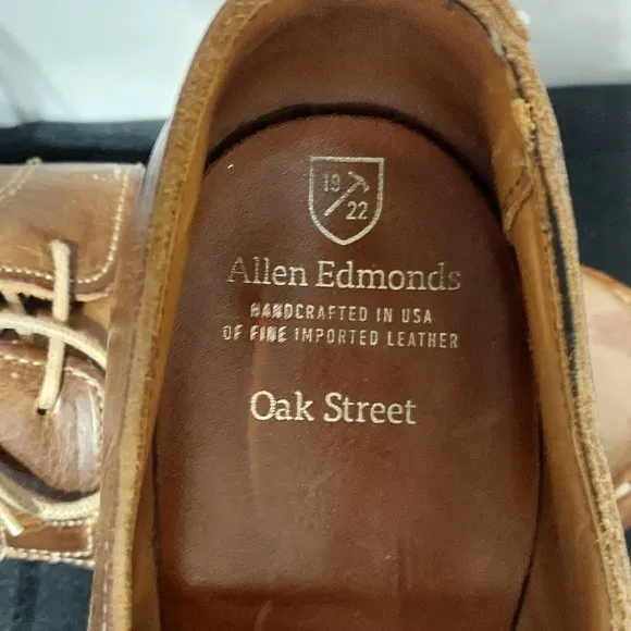 Allen Edmonds Oak Street Oxford Cap Toe Dainite Sole Natural Brown Mens 7.5E