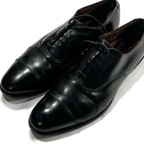 Allen Edmonds Park Avenue Black Leather Dress Shoes Oxfords 10 C Cap Toe Dress