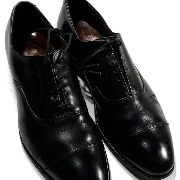 Allen Edmonds Park Avenue Black Leather Dress Shoes Oxfords 10 C Cap Toe Dress