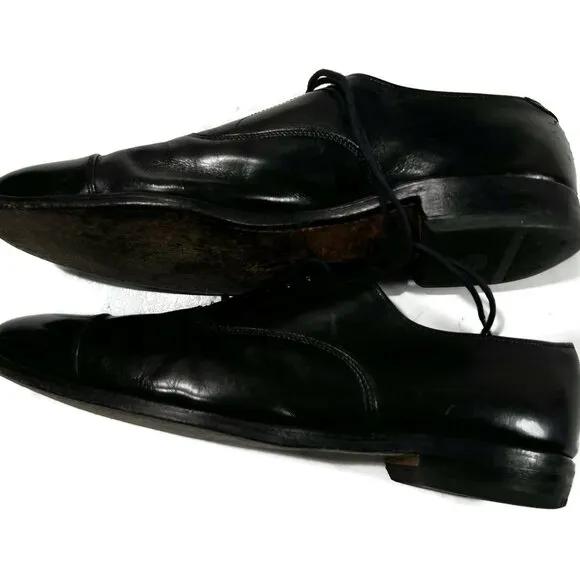 Allen Edmonds Park Avenue Black Leather Dress Shoes Oxfords 10 C Cap Toe Dress