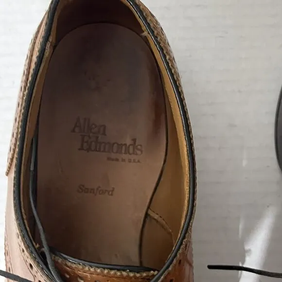 Allen Edmonds 'Sanford' Walnut Brown Leather Cap Toe Dress Shoes Size 10 D