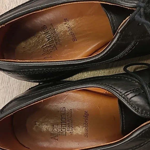 ALLEN EDMONDS Stockbridge Black Leather Sz 9.5 D Mens Split Toe Dress Shoes