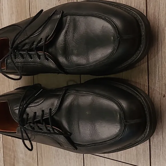 ALLEN EDMONDS Stockbridge Black Leather Sz 9.5 D Mens Split Toe Dress Shoes