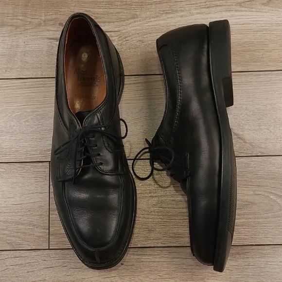 ALLEN EDMONDS Stockbridge Black Leather Sz 9.5 D Mens Split Toe Dress Shoes