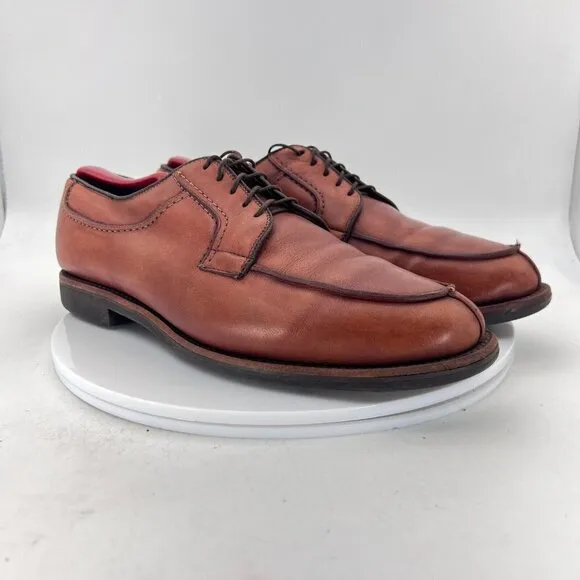 Allen Edmonds Stockbridge Men Size 10D Brown Leather Split Toe Derby Dress Shoes