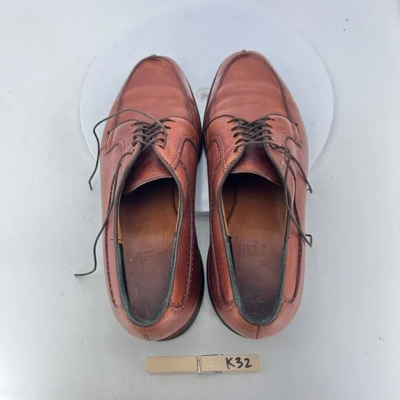 Allen Edmonds Stockbridge Men Size 10D Brown Leather Split Toe Derby Dress Shoes